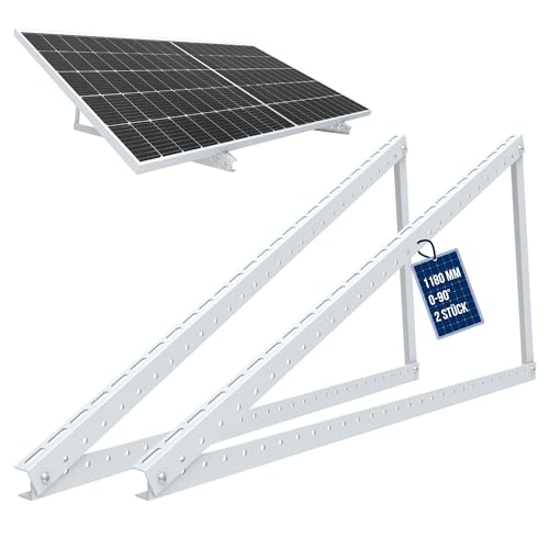 NuaSol Halterung für Solarpanel Aufständerung bis 118 cm Flachdach PV Solarmodul | Verstellbar 0-90° | Set | Aluminium | Montagematerial, Silber