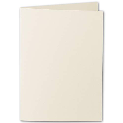 ARTOZ 75x DIN B6 Faltkarten - Chamois (Creme) gerippt 120 x 169 mm Klappkarten blanko - Karten zum selbstgestalten mit 220 g/m² edle Egoutteur-Rippung - Serie 1001