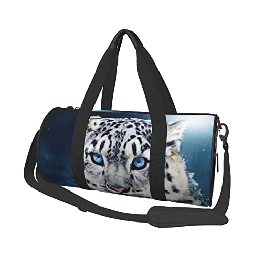 Blue Eyed Snow Leopard Reisetasche, große Sport-Sporttasche, multifunktionale Übernachtungstasche für Männer und Frauen