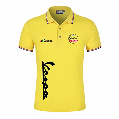 HEZHUO Sommer-Poloshirt T-Shirts für Servizio Vespa Bedruckter Revers-Pullover Lässige Knopfhemden Atmungsaktives Kurzarmtrikot – Geschenk für Teenager-K||L