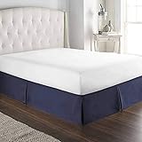 NCCTRW Bed Sheets Hotelbettrock,Massivfarbige Polyester-maßgeschneidertes Bettrock 3side Removable-Brown-180x200+35cm hoch Bettlaken (Color : Dark Blue, Size : 180x200+35cm high)