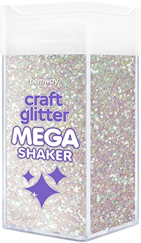 Hemway BULK Glitter 425g / 15oz MEGA Craft Shaker Glitter for Nails, Resin, Tumblers, Arts, Crafts, Painting, Festival, Cosmetic, Body - Extra Chunky (1/24" 0.040" 1mm) - Mother Of Pearl Iridescent