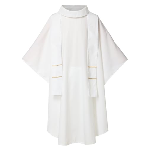 BLESSUME Kirche Priester festes Muster Kasel Vestments (Weiß)