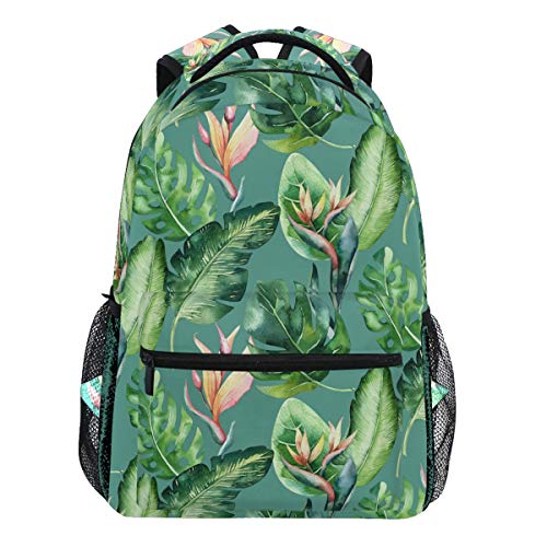 Oarencol Rucksack mit tropischen Palmenblättern, Aloha Dschungel-Blumen-Design, für Damen, Herren, Mädchen und Jungen