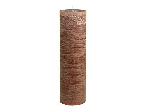 Chic Antique Macon rustikale Stumpenkerze versch.Farben ud Größen Kerze Antik NEU Altarkerzen 100 % Paraffin lange Brenndauer (Walnuss, 35x10cm)