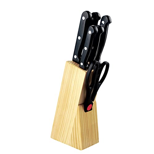 Michelino Holz-Messerblock 7 tlg. Messerset Holzblock 11239 Messerset schwarze Griffe