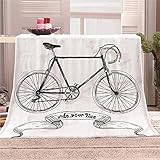 QHDHGR Flanelldecke Kuscheldecke Schwarz & Weiß & Fahrrad Flanell Decke Tagesdecke Wohndecke Mit Kaschmir Hohe Farbechtheit Und Kein Haarausfall Nap Decke 70.8 Zoll * 78.7 Zoll