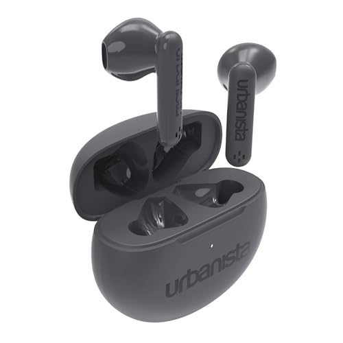 Urbanista In Ear Kopfhörer kabellos Bluetooth 5.3, IPX4 True Wireless Earbuds, 2 Mikrofone, 20 Std Spielzeit, Earphones mit Touch-Bedienung, TWS Headphones mit USB C Ladecase, Austin, Grau