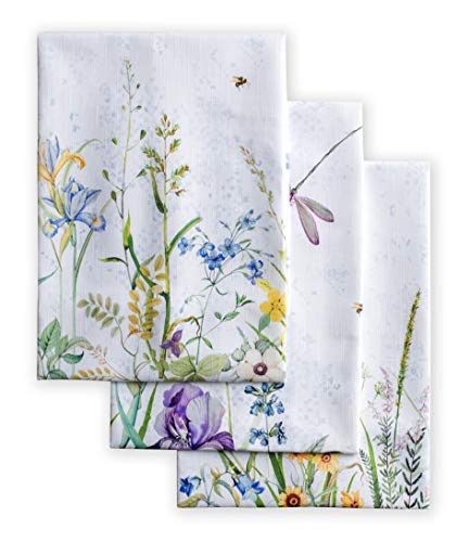 Maison d' Hermine Fleurs De Mai 100% Baumwolle Set von 3 Multi-Purpose Küchenhandtuch | Bar Handtücher | Frühling/Sommer (50 cm X 70 cm)
