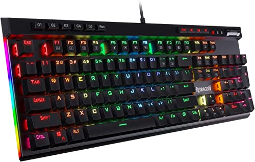 Redragon K580 VATA RGB LED Braune Schalter Mechanische Gaming Tastatur, US Layout mit Hintergrundbeleuchtung 104 Tasten Anti-Ghosting mit Makrotasten und Dedizierten Mediensteuerelementen