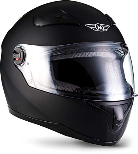 Moto Helmets® X86 „Matt Black“ · Integral-Helm · Full-Face Motorrad-Helm Roller-Helm Scooter-Helm · ECE Visier Schnellverschluss Tasche XS (53-54cm)