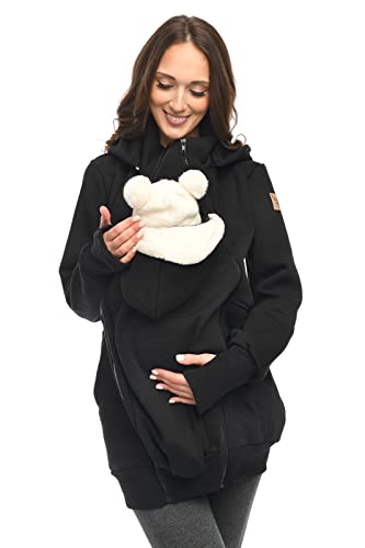 MijaCulture 3in1 Tragejacke Umstandspullover für Tragetuch für Babytrage Kängurujacke 4132 (Schwarz, L)