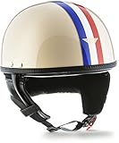 Moto Helmets® D22 "France" · Brain-Cap · Halbschale Jet-Helm Motorrad-Helm Roller-Helm · Fiberglas Schnellverschluss SlimShell Tasche XL (61-62cm)