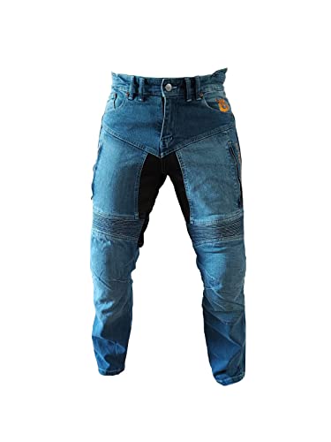 ORLETANOS Motorradhose Jeans blau Protektoren für Herren Kevlar® von Dupont™ Stretch, Größe: 32