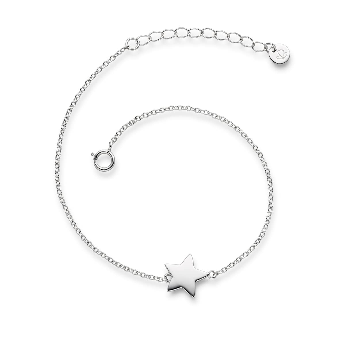 Glanzstücke München Damen-Armband Stern Sterling Silber 17 + 3 cm - Silberkettchen Armband mit Anhänger Armkettchen Silber