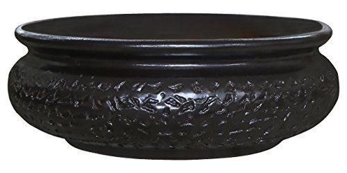K&K Keramik Bonsaischale/Pflanzschale Watzmann XL flach, 50x18 cm, dunkelbraun-matt, frostbeständig