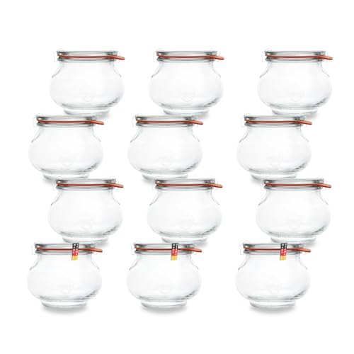 flaschenbauer.de WECK Schmuckglas 1/4L Einmachglas 250ml verwendbar als Marmeladenglas, Vorratsglas, Konservenglas 12 Stück