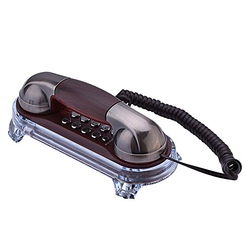 Richer-R Telephones,Flash Antique Telephones Wall Mounted Fashion Hanging Phone Caller with Blue Backlight Ringtones Adjustment, Tone Dialing, Mute, Redial, Pause