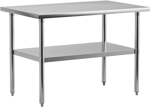 Edelstahl-Arbeitstisch, NSF-Zertifiziert, 76,2 x 61 cm, Küchenvorbereitungstisch mit starker Tragfähigkeit für Zuhause, Restaurant, Hotel und im Freien