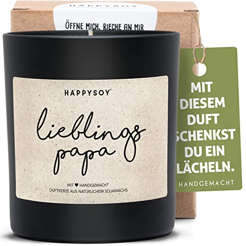 Vatertagsgeschenk Lieblingspapa Duftkerze im Glas mit Spruch - 100% natürlich handgemacht - nachhaltiges persönliches Geschenk für Vater Papi Papa - kleine Geschenkidee für Männer Väter - Danke sagen