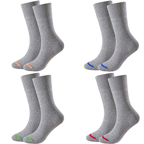 47-50 - 8 Paar Business Socken, Anzugsocken ohne Gummibund Baumwolle - Herren Damen - 8er Pack - grau-farbige Spitze