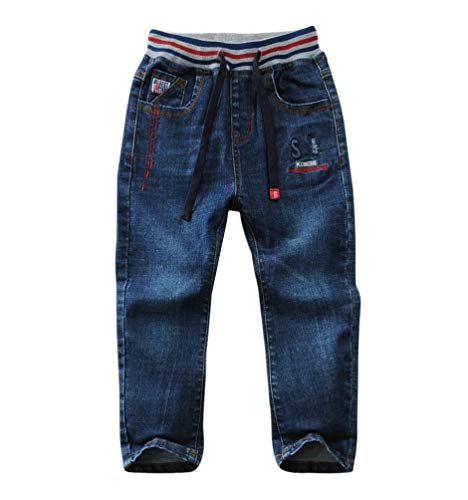 LAUSONS Jungen Jeanshosen Slim Fit Kinder Stretch Denim Jeans mit Gummizug Blau 3 Größe 160