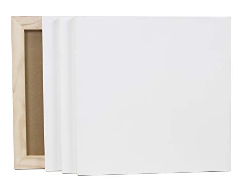 Malgrund aus Holz, weiß grundiert, Holzmalgrund in 19mm Stärke aus Kiefernholz und Malplatte aus MDF, verschiedene Größen (4er-Set 50x50 cm)