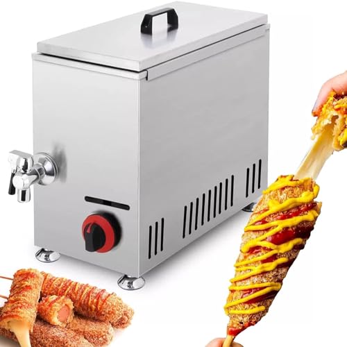 XINRISHENG 21L Mais Hund Fritteuse Kommerzieller Käse Hot Dog Sticks Maker Maschine LPG Fritteusen für Küche Restaurant Snack