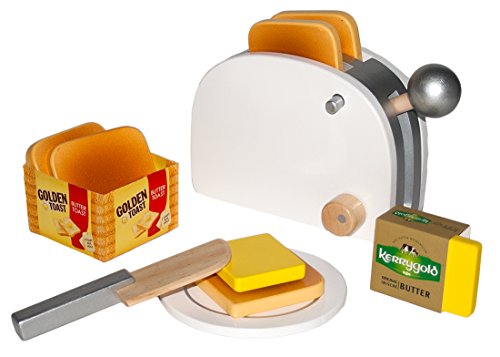 Golden Toast Set aus Holz mit Zubehör Spiellebensmittel