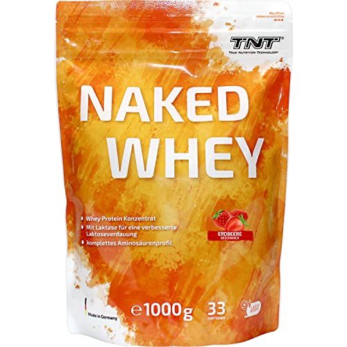 TNT Naked Whey + Laktase – 1kg Whey Protein-Pulver Konzentrat – Eiweißpulver (Pistazien-Eis)