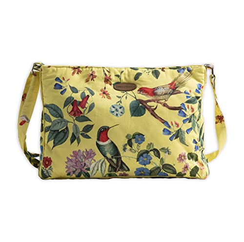 Maison d' Hermine Handtasche aus 100% Baumwolle | Umhängetasche | Umhängetasche für den Strand | Einkaufen | Reisen | Wandern | Frauen mit Reißverschlusstaschen (EDEN - YELLOW)
