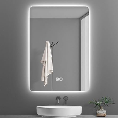Wandspiegel für Bad,LED Badspiegel,3 Lichtfarbe Dimmbar,Antibeschlage,Induktion des menschlichen Körpers,Memory-Funktion(60x80cm/23.6x31.4in)