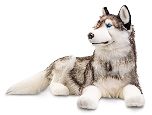 Uni-Toys - Husky, liegend - 100 cm (Länge) - Plüsch-Hund, Haustier - Plüschtier, Kuscheltier