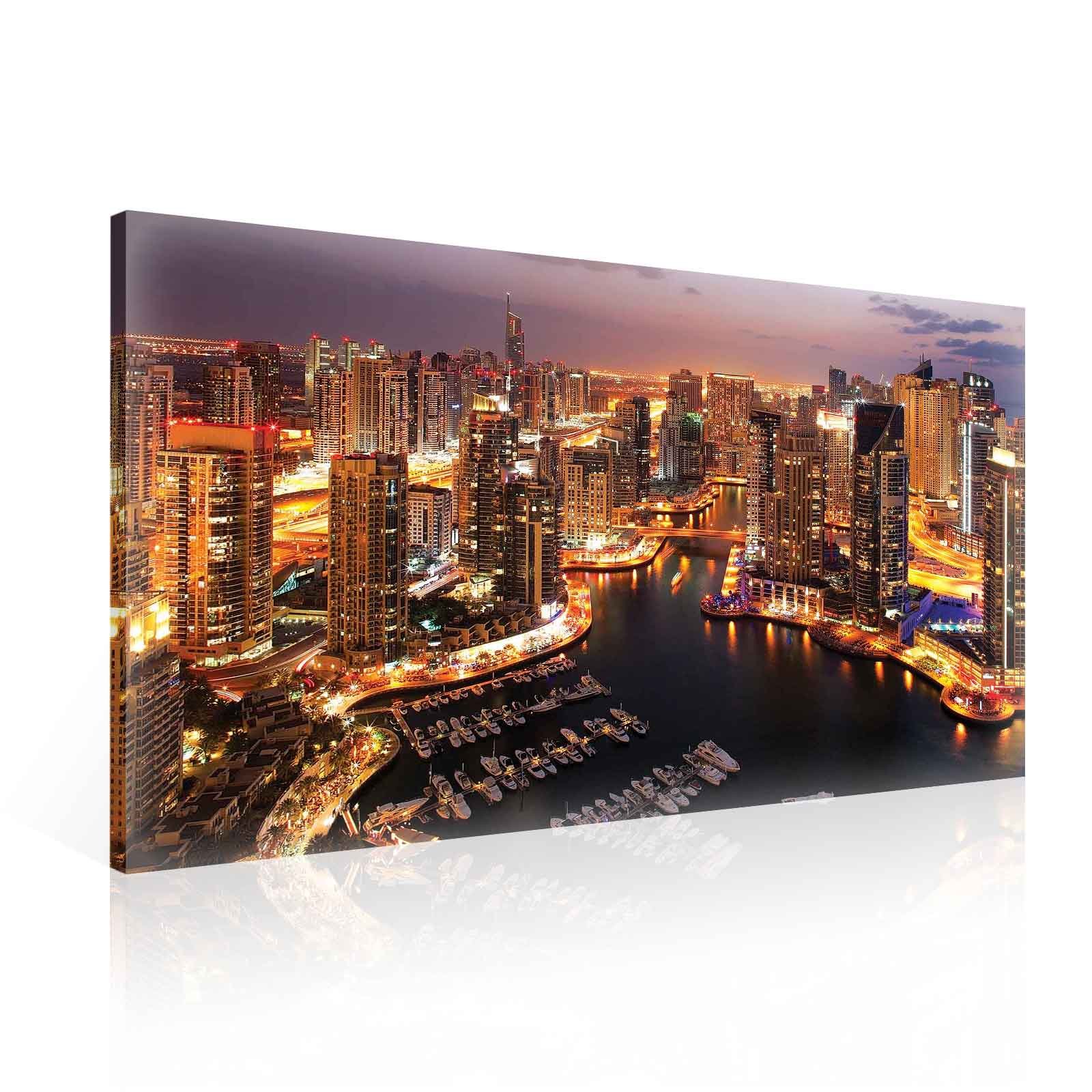 Stadt Dubai Marina Horizont Leinwand Bilder (PP997O1FW) - Wallsticker Warehouse - Size O1 - 100cm x 75cm - 230g/m2 Canvas - 1 Piece