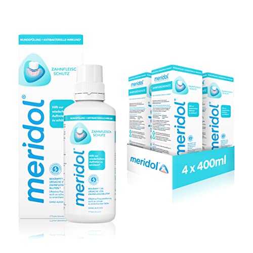 meridol Mundspülung, 4 x 400 ml - antibakterieller Effekt, für gesunde Zähne & Zahnfleisch, ohne Alkohol