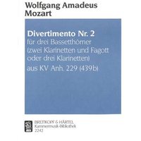 Divertimento Nr. 2 B-dur KV Anh. 229 für 3 Bassetthörner (2 Klarinetten, Fagott od. 3 Klarinette ) (KM 2242)