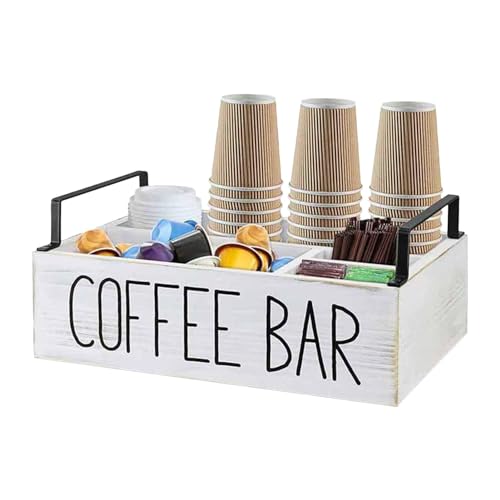 Kaffeestationnen-Organizer, tragbare Holz-Kaffee-Organizer-Aufbewahrungsbox, effiziente Aufbewahrung, große Kapazität, Tee-Aufbewahrungsboxen, multifunktionales Kaffee-Bar-Organizer-Tablett für Coucht