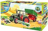 Revell Revell_00817 817 Junior Kit-Traktor mit Anhänger und Spielfigur 4 der Bausatz mit dem Schraubsystem für Kinder ab 4 Jahre, Bauen-Schrauben-Spielen, mit tollen Funktionen, grün, Länge ca. 46 cm