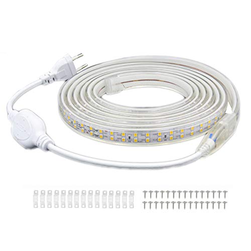 FOLGEMIR 25m LED Band – Kalt Weiß, 2835 SMD 180 Leds/m Streifen, 220V 230V helle Beleuchtung, IP65 wasserdicht (Kalt Weiß, 25m)