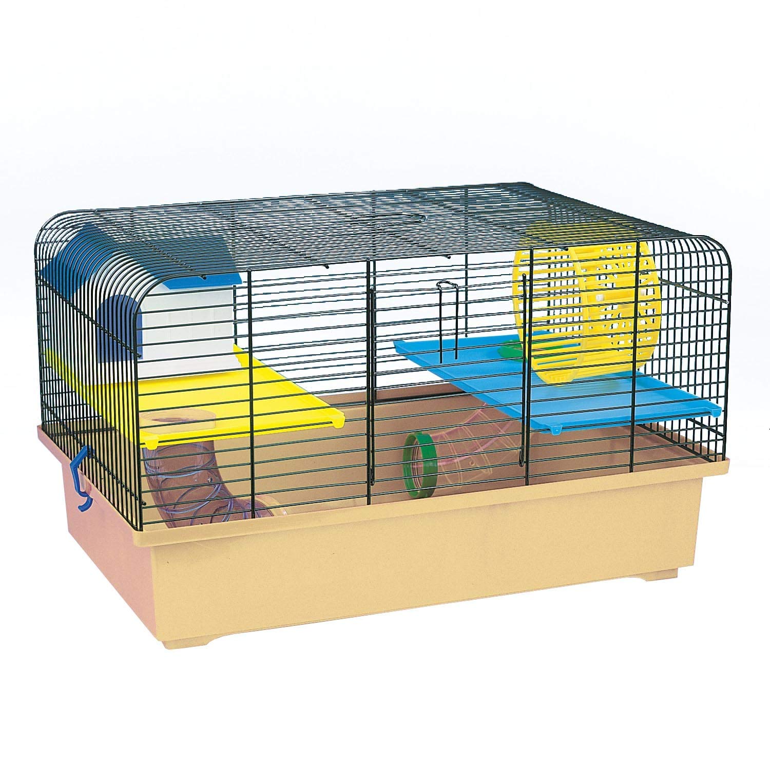decorwelt Hamsterkäfige Beige Außenmaße 49x32,5x29 Nagerkäfig Hamster Plastik Kleintier Käfig mit Zubehör