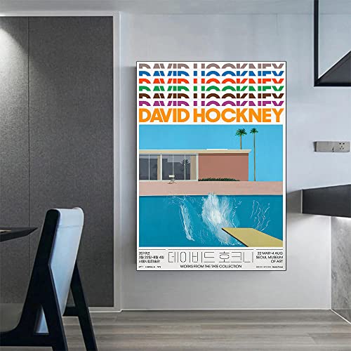David Hockney Gemäldedrucke Schwimmbad Tauchen Splash Poster David Hockney Wand Bilder Terrasse Vintage Poster Abstrakte Gemäldewerke Wohnzimmer Schlafzimmer Dekor K06169