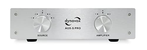 Dynavox AUX-S PRO, Eingangs-Erweiterungs-Umschalter mit 5 Cinch-Eingängen, Anschlüsse für Zwei Stereo- und Surround-Verstärker, Silber