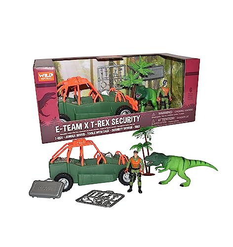 Wild Republic 16830 E-Team X T-Rex Spielset Dinosaurier Figur Actionfigur Tier Fahrzeug Zubehör Geschenke für Kinder