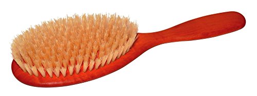 Natur Haarbürste Spezial mit hellen Naturborsten und geöltem Birnbaum - Holz in ovaler Form, 10 reihig, aus hochwertigen Rohstoffen für Sie und Ihn, Maß ca.230x63mm