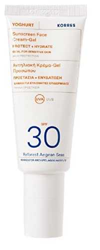 KORRES YOGHURT Sonnencreme - Gel LSF 30 für das Gesicht, frei von OMC & Octocrylen, schnell einziehender Sonnenschutz, 40 ml