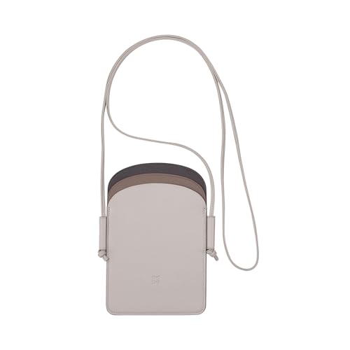 DuDu Damen-Handy-Umhängetasche aus Leder, doppelte Smartphone-Tasche, ID-Kartentasche, verstellbarer Lanyard-Riemen Perla