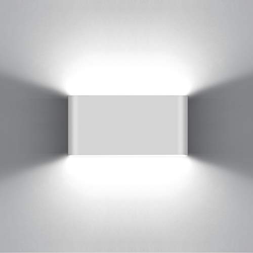 KAWELL 12W Modern Wandlampe LED Wandleuchte Up Down Aluminium Wandbeleuchtung Wasserdicht IP65 Innen Außen für Schlafzimmer Badezimmer Wohnzimmer Flur Treppen Korridor, Weiß 6000K