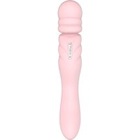 Nalone Doppelvibrator Vibrierende Stabmassager mit 2 Motoren und 7 Vibrationsmodi Vibrator aus Silikon Blasses, Rosa