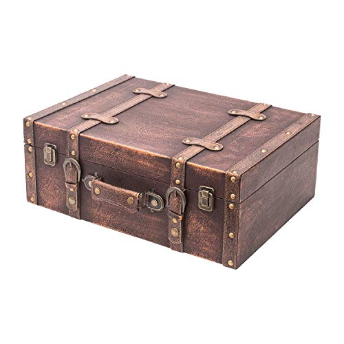 HMF 6433-144 Vintage Koffer aus Holz | 44 x 32 x 16 cm | Groß | Deko Klassik