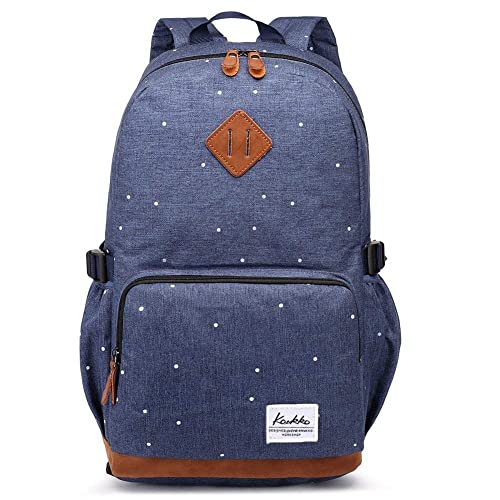 Kaukko Studenten Backpack für Mädchen Jungen & Kinder Schulrucksack für 14" Laptop College Reiseeucksack, 11.8"* 5.2"* 17.7"/ 17.6L Blau